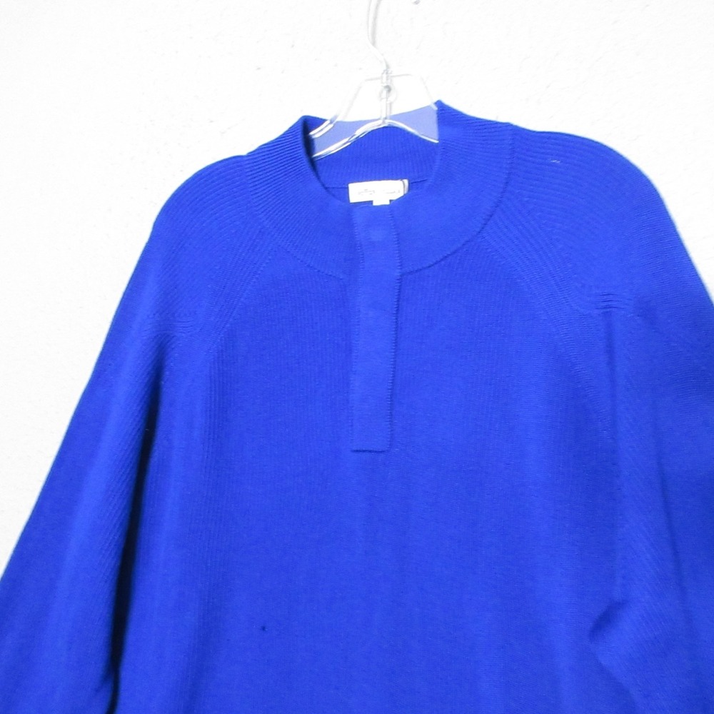 Peter Milar Sweater XL Blue Merino Wool Mock Neck Ribbed Preppy‎ Magnet READ NWT